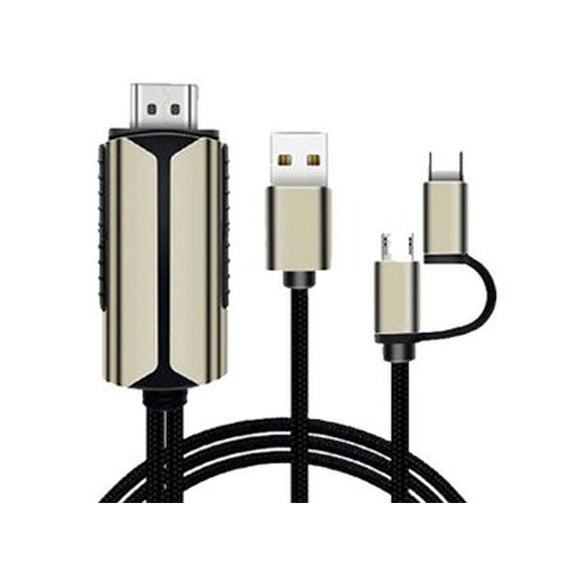 Coteci Mirror Screen 2 in 1 HDMI Cable 2m ( Type-C / Micro USB to HDMI, USB Power Support )