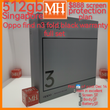 Free $888 screen protection 512gb Singapore oppo find n3 fold black snapdragon hasselblad foldable warranty full set