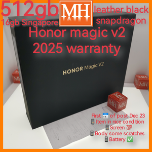 2025 warranty 512gb 16gb Singapore honor magic v2 black leather snapdragon foldable warranty full set