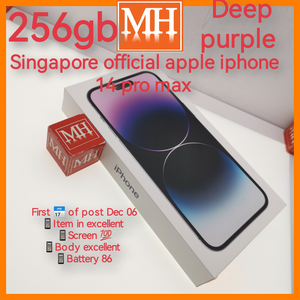 Singapore official apple iphone 14 pro max deep purple 256gb deep purple full set