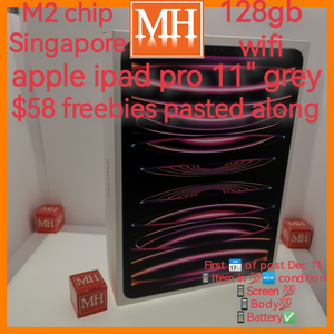 Freebies $58+M2 chip Singapore apple ipad pro 11" 128gb wifi grey full set