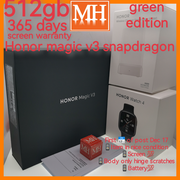 512gb 16gb Singapore honor magic v3 green snapdragon foldable optional bundle promo warranty full set