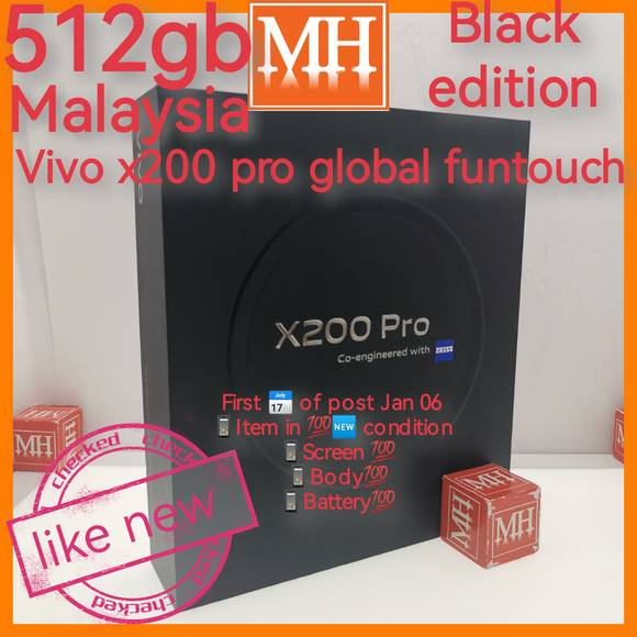 Malaysia days old 512gb global vivo x200 pro black warranty full set