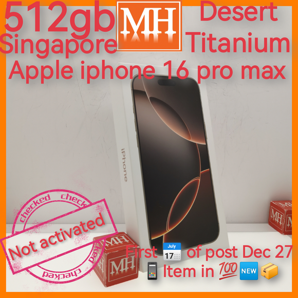 512gb sealed Singapore apple iphone 16 pro max desert titanium warranty new set