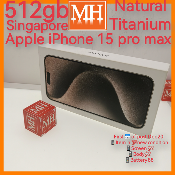 512gb Singapore official apple iphone 15 pro max natural titanium full set