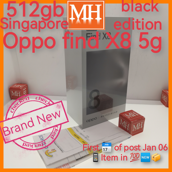 Sealed Singapore oppo find X8 5g 512gb 16gb black warranty new set