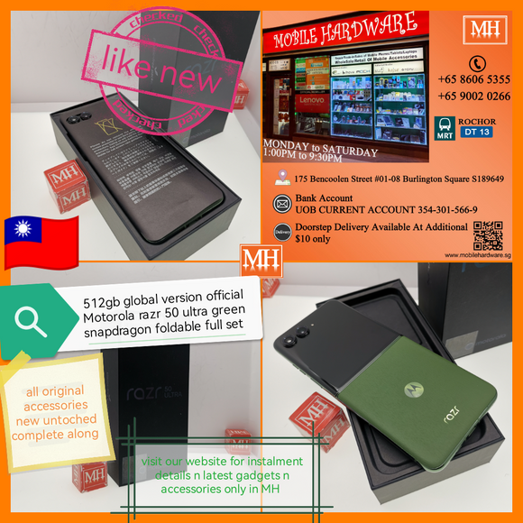 512gb global version official Motorola razr 50 ultra green snapdragon foldable full set