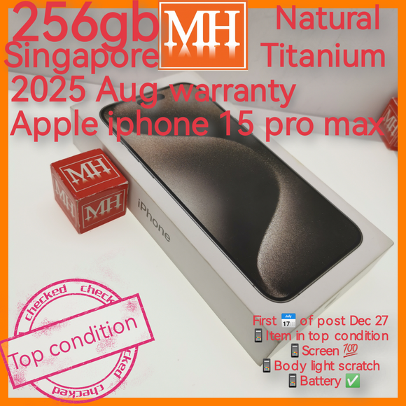 2025 Aug warranty Singapore apple iphone 15 pro max natural titanium warranty full set